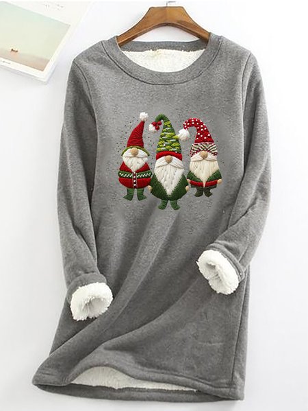 

Three Dwarfs Santa Claus Casual Fluff Fleece Fabric Sweatshirt, Gray, Hoodies&Sweatshirts
