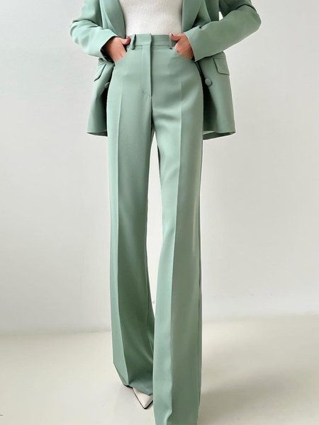 

Plain Urban Tailored Pants, Green, Pants