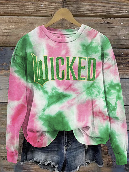 

Witch movie tie dye pattern round neck sweatshirt, Green, Hoodies&Sweatshirts