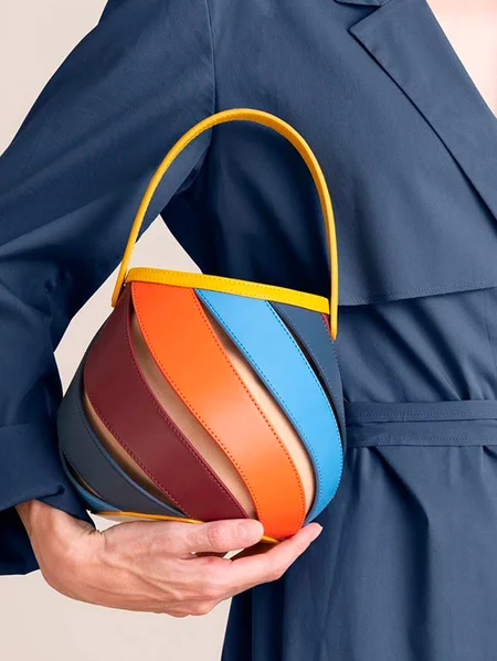 

PU Color Block Bucket, Multicolor, Bags