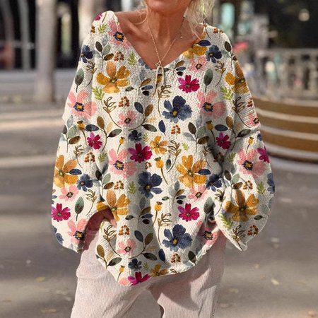 

Casual V Neck Floral Sweatshirt, Coffee, Hoodies & Sweatshirts