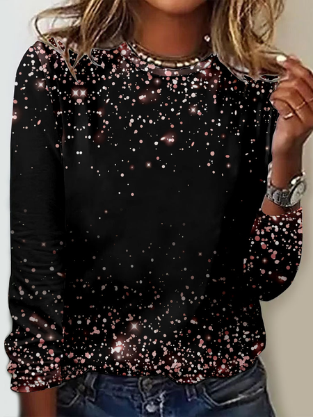 

Casual Floral Crew Neck Long Sleeve T-shirt, Color3, T-shirts