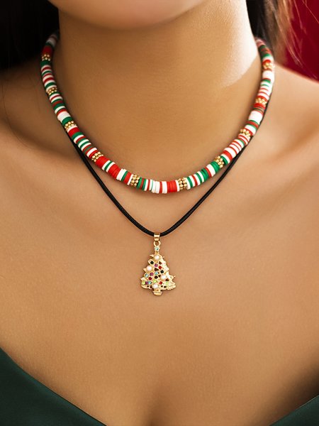 

Ladies' Necklace Christmas Snowman Gift Imitation Crystal Jewelry, Black, Accessories