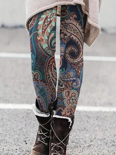 

Women's Casual Ethnic Jersey All Season Long Leggings, Blue, Leggings