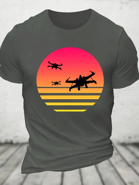 

Sunset X-Wing Starfighter Cotton T-Shirt, Deep gray, T-shirts