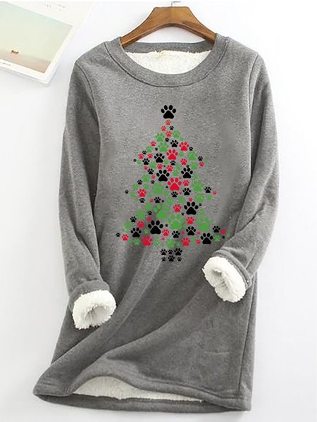 

Christmas Dog Casual Fluff Fleece Fabric Sweatshirt, Gray, Hoodies&Sweatshirts
