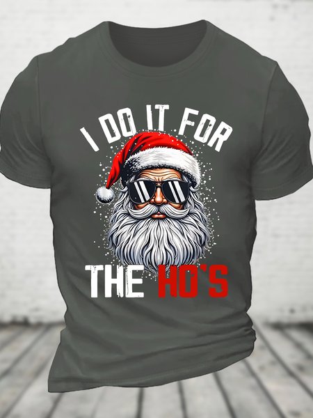 

Christmas Santa Claus I Do It For The Ho's Funny Xmas Cotton T-shirt, Deep gray, T-shirts
