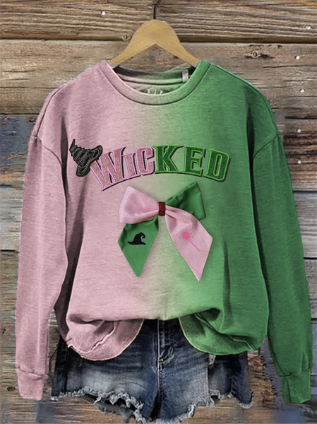 Witch movie gradient round neck sweatshirt, Green, Hoodies&Sweatshirts