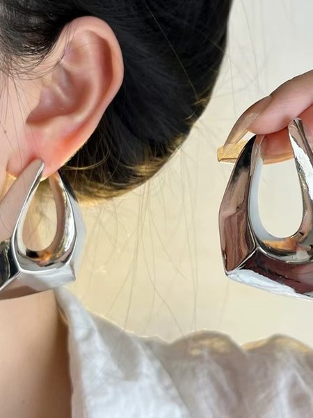 

Urban Geometric Dangle, Silver, Earrings