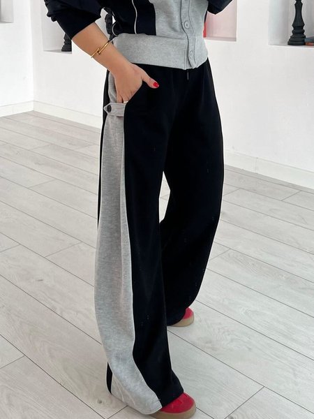 

Casual Color Block Fashion Pants, As picture, Pants