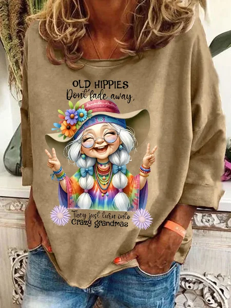 

Grandma Old Hippies Casual Sweatshirt, Khaki, Hoodies&Sweatshirts