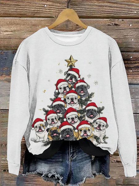 

Funny Dog Christmas Tree Christmas Casual Sweatshirt, White, Hoodies&Sweatshirts