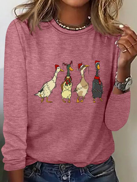 

Christmas Ducks Casual Long Sleeve Shirt, Watermelon, Long sleeves
