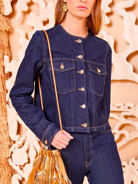 

Urban Regular Sleeve Plain Denim Coat, Blue, Jackets