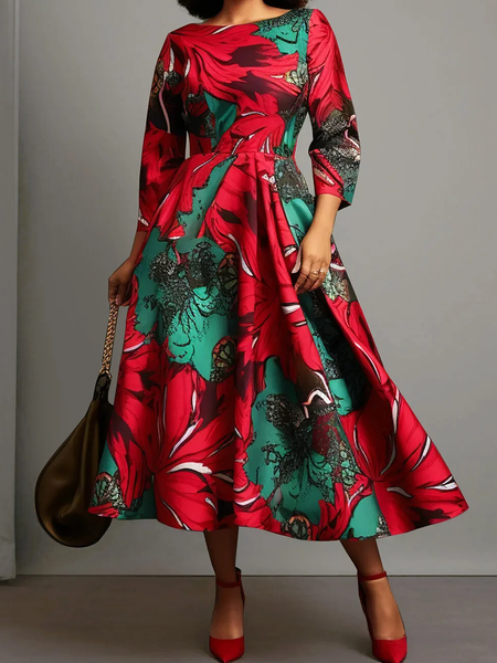 

Elegant Floral Maxi Dress, As picture, Maxi Dresses