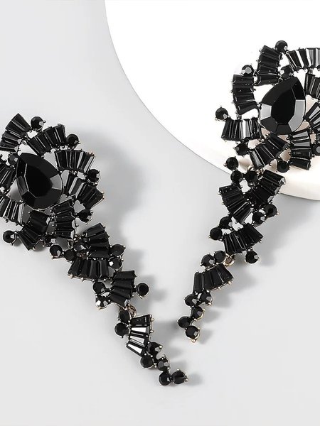 Elegant Party Dangle, Black, Earrings