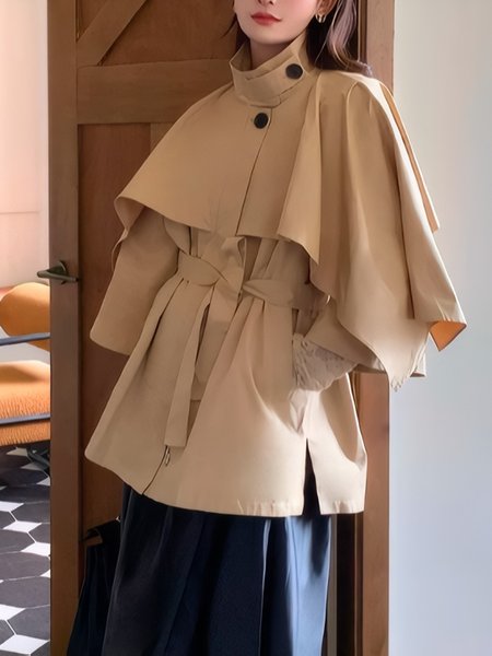 

Urban Plain Trench Coat With Belt, Khaki, Coats