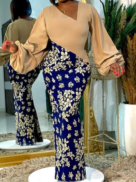 Tight Balloon Sleeve Urban Dress, As picture, Maxi Dresses