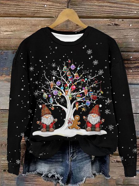 

Lovely Santa Under The Christmas Tree Christmas Casual Sweatshirt, Black, Hoodies&Sweatshirts