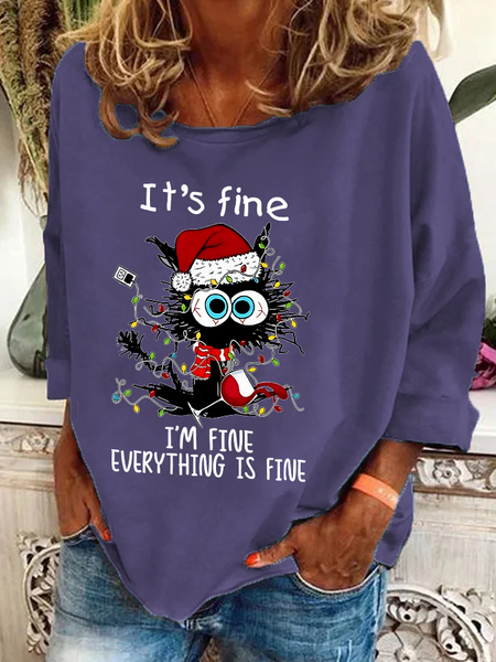 

Casual Crew Neck Christmas Sweatshirt, Deep purple, Hoodies & Sweatshirts