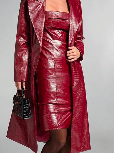 

Christmas Urban Plain Tube Dress, Red, Midi Dresses