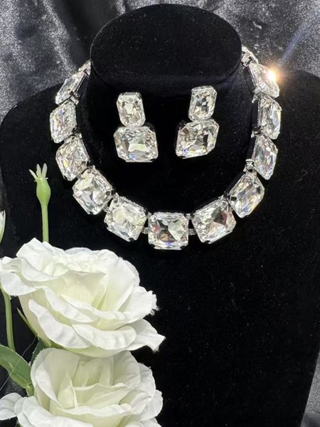 

Elegant Chain Necklaces Dangle Set, White, Other Accs