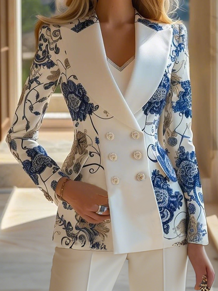 Urban Floral Commuting Blazer, As picture, Blazers