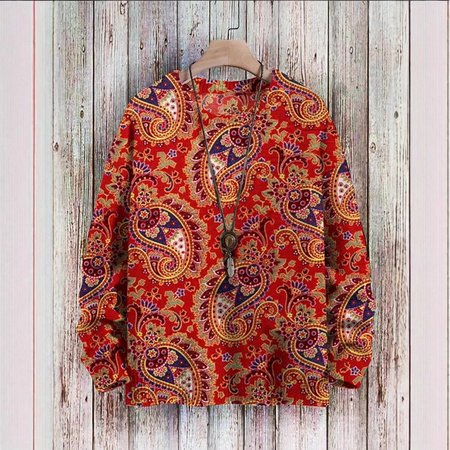 

Casual Crew Neck Floral Sweatshirt, Red, Hoodies & Sweatshirts