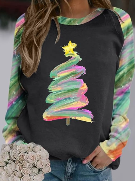 

Casual Crew Neck Christmas Sweatshirt, Black, Hoodies & Sweatshirts