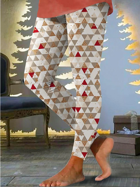 

Women's Casual Geometric Jersey All Season Long Leggings, Apricot, Leggings