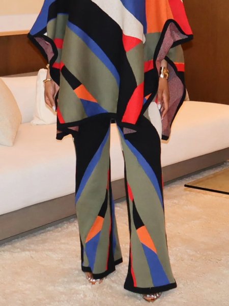 

Casual Colorblock Sweater Pants, As picture, Pants