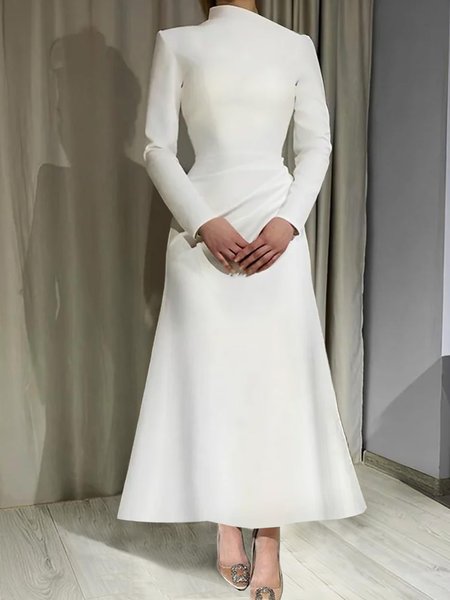 

Elegant Plain Party Maxi Dress, White, Maxi Dresses