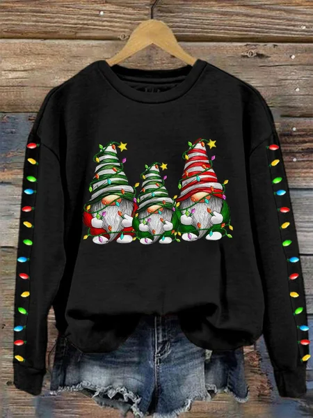 

Casual Crew Neck Christmas Santa Claus Pattern Sweatshirt, Black, Hoodies & Sweatshirts