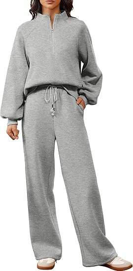 

Women's Plain Daily Going Out Two Piece Set Long Sleeve Casual Spring/Fall Top With Pants Matching Set, Dark grey-flecking gray, Suit Set