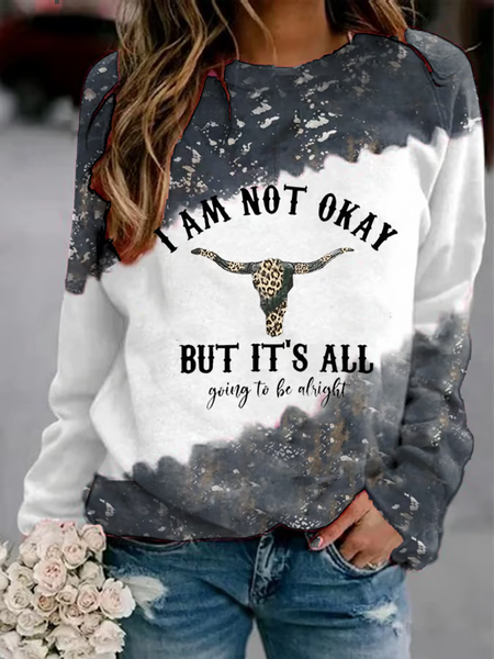 

Women's I Am Not Okay Print Casual Sweatshirt, As picture, Hoodies&Sweatshirts