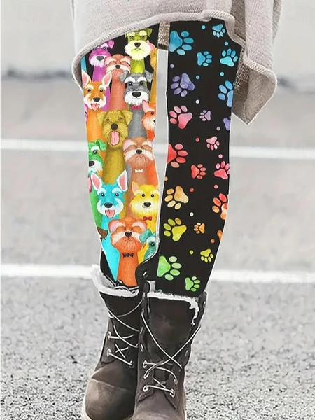 

Women's Casual Dog Jersey All Season Long Leggings, Black, Leggings