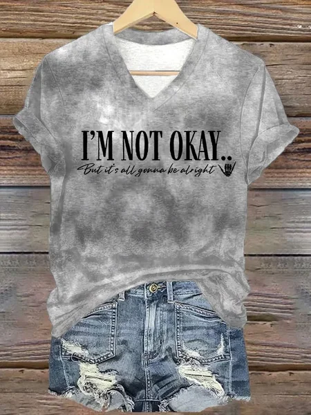 

Women's Country Music Print V-Neck T-Shirt, Light gray, T-shirts