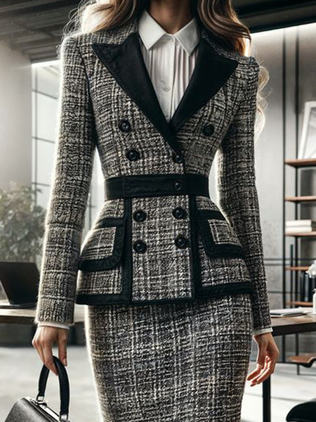 

Commuting Color Block Elegant Blazer, As picture, Blazers
