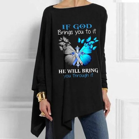 

Crew Neck Long Sleeve Plain Regular Micro-Elasticity Loose Blouse For Women, Blue, Blouses