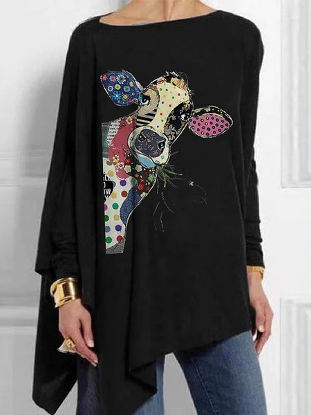 

Crew Neck Long Sleeve Christmas Tree Print Loose Blouse For Women, Color2, Blouses