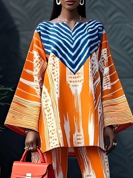 

Urban Loose Ethnic Print Blouse, Orange, Blouses and Shirts