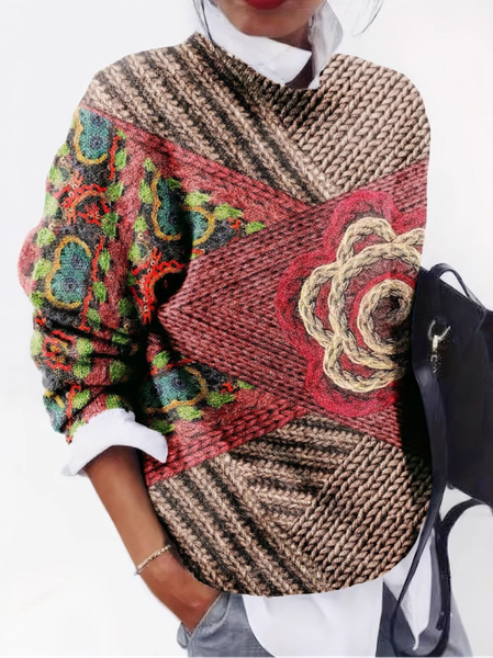 

Casual Crew Neck Floral Sweatshirt Zipper, Multicolor, Hoodies & Sweatshirts