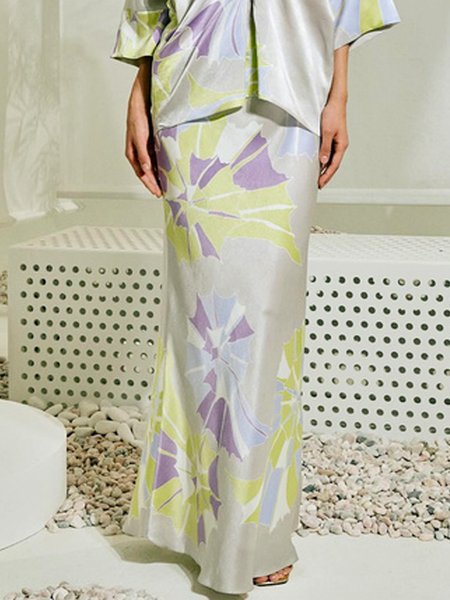 

Floral Urban Maxi Skirt, As picture, Skirts