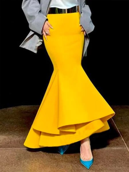 

Urban Plain Regular Fit Skirt, Yellow, Skirts