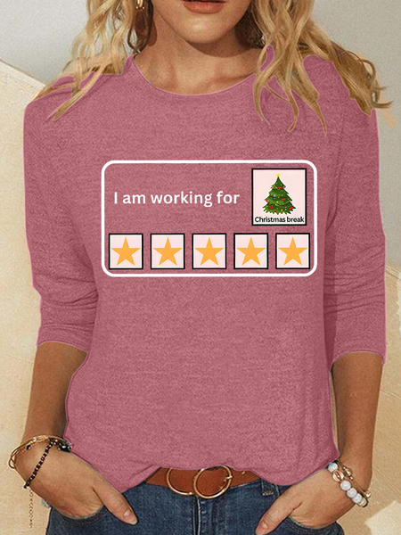 

I Am Working For Christmas Break Casual Long Sleeve Shirt, Watermelon, Long sleeves