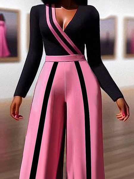 

Medium Elasticity Color Block Urban Tight Blouse, Black, Blouses and Shirts