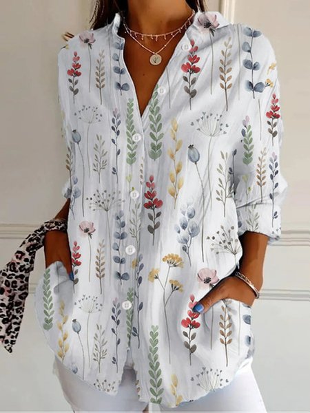 

Loose Casual Shirt Collar Shirt, Multicolor, Blouses & Shirts