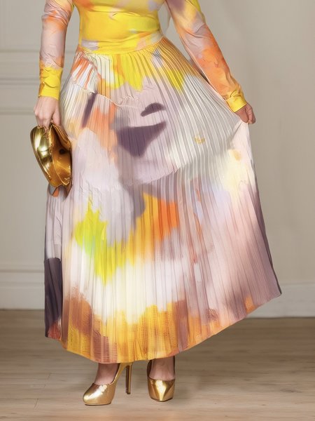 

Elegant Printing Random Print Skirt, Yellow, Skirts