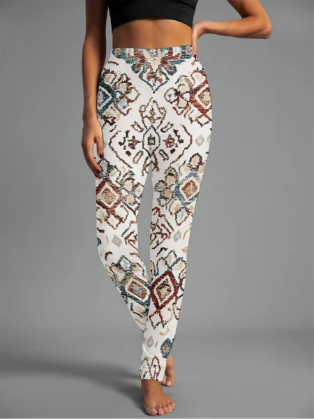 

Women's Casual Ethnic Jersey All Season Long Leggings, Apricot, Leggings