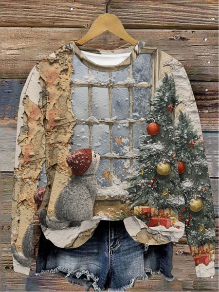 

Casual Crew Neck Plaid Sweatshirt, Apricot, Hoodies & Sweatshirts